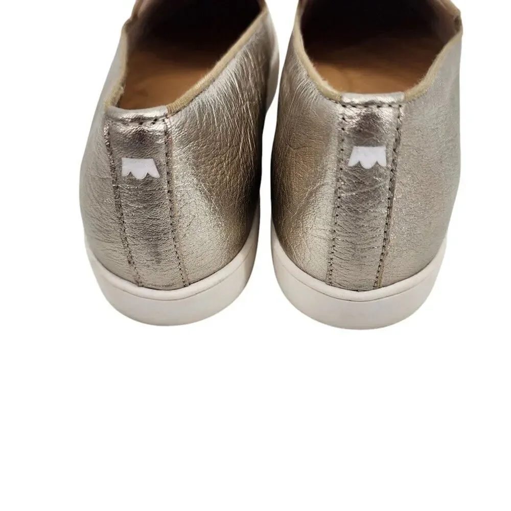 Birdies Gold Slip-On Leather Flats Lightweight Size 8.5 Womens Casual Shoes